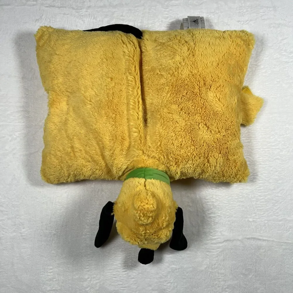 Disney Parks Pluto Plush PillowPet Folding Yellow Dog Stuffed Animal Soft Toy